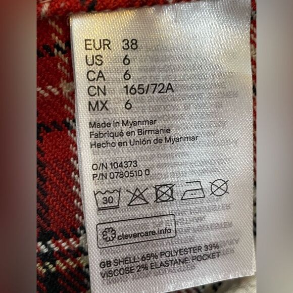 NWT H&M Plaid Pleated Front Pants 6 - Picture 7 of 9